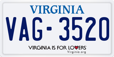 VA license plate VAG3520
