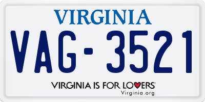 VA license plate VAG3521