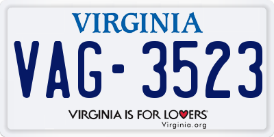 VA license plate VAG3523