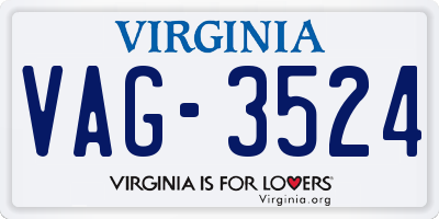 VA license plate VAG3524
