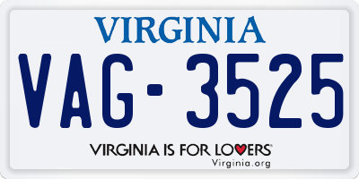 VA license plate VAG3525