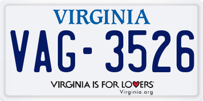 VA license plate VAG3526