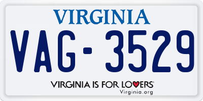 VA license plate VAG3529