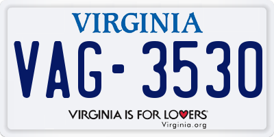 VA license plate VAG3530