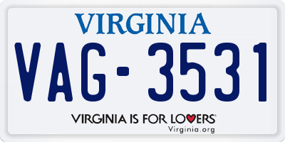 VA license plate VAG3531