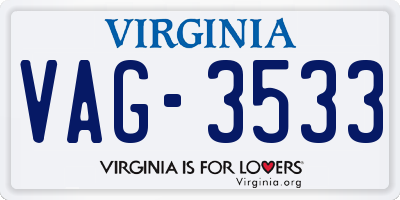 VA license plate VAG3533