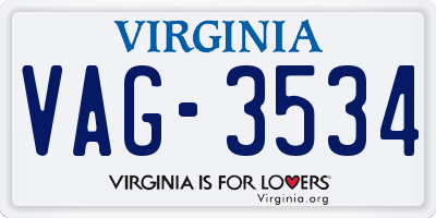 VA license plate VAG3534