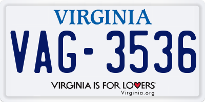 VA license plate VAG3536