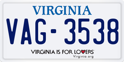 VA license plate VAG3538