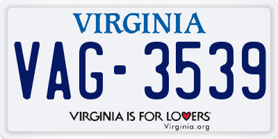 VA license plate VAG3539