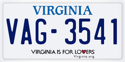 VA license plate VAG3541