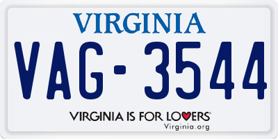 VA license plate VAG3544