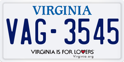 VA license plate VAG3545