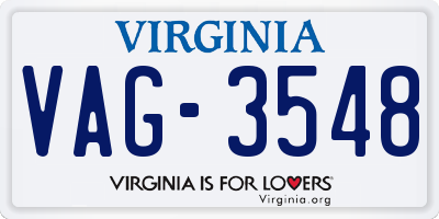 VA license plate VAG3548