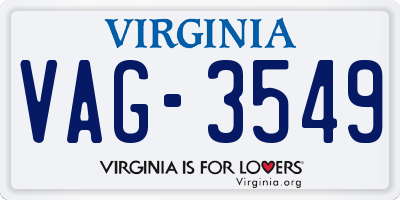 VA license plate VAG3549