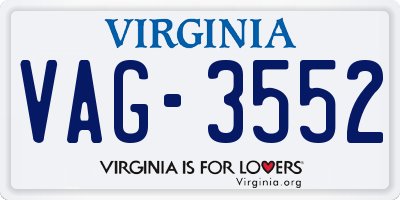 VA license plate VAG3552