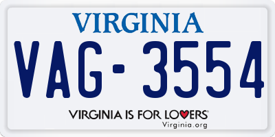 VA license plate VAG3554