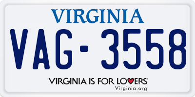 VA license plate VAG3558