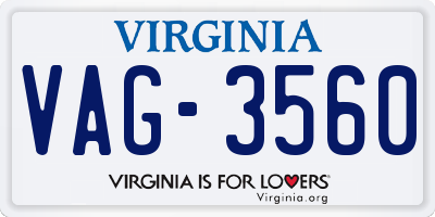 VA license plate VAG3560