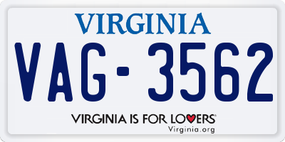 VA license plate VAG3562