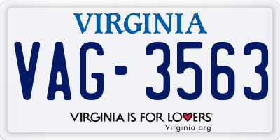VA license plate VAG3563