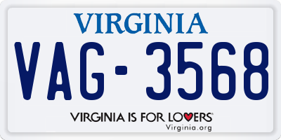 VA license plate VAG3568