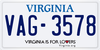 VA license plate VAG3578