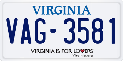 VA license plate VAG3581
