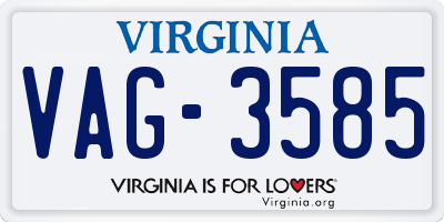 VA license plate VAG3585