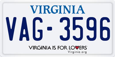 VA license plate VAG3596