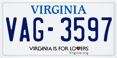 VA license plate VAG3597