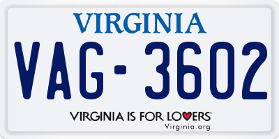 VA license plate VAG3602
