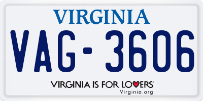 VA license plate VAG3606