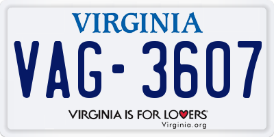 VA license plate VAG3607