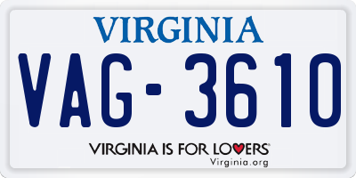 VA license plate VAG3610