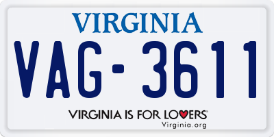 VA license plate VAG3611