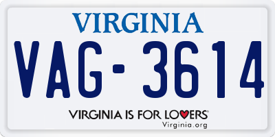 VA license plate VAG3614