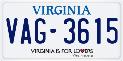 VA license plate VAG3615