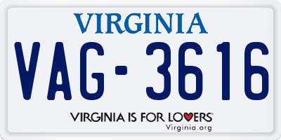 VA license plate VAG3616