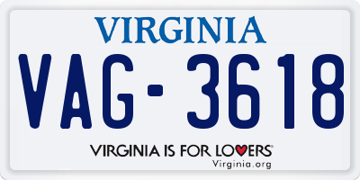 VA license plate VAG3618