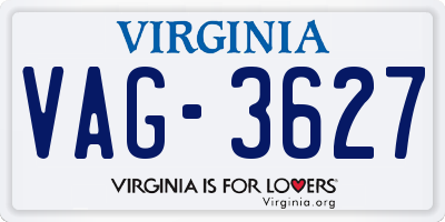 VA license plate VAG3627