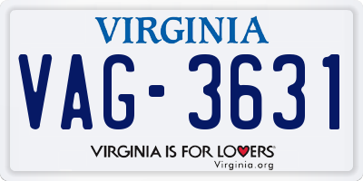 VA license plate VAG3631