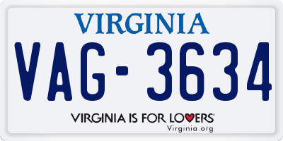 VA license plate VAG3634