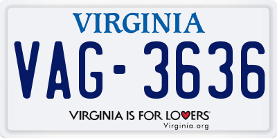 VA license plate VAG3636