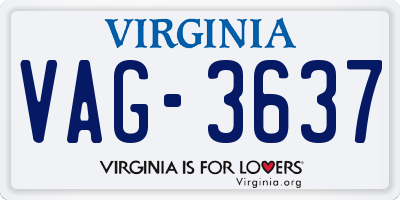 VA license plate VAG3637