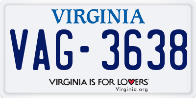VA license plate VAG3638