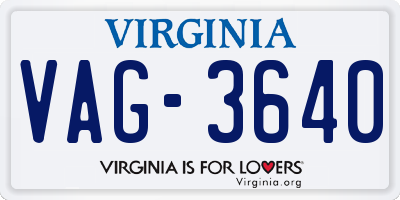 VA license plate VAG3640