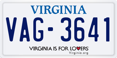 VA license plate VAG3641