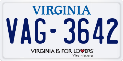 VA license plate VAG3642