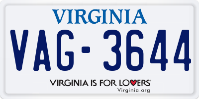VA license plate VAG3644
